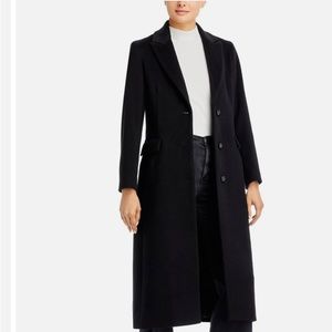 Black Long 100% Wool Coat by Albert Nipon 14 NWT